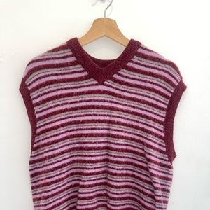Wool Stripped Multi-Colored Sweater Vest